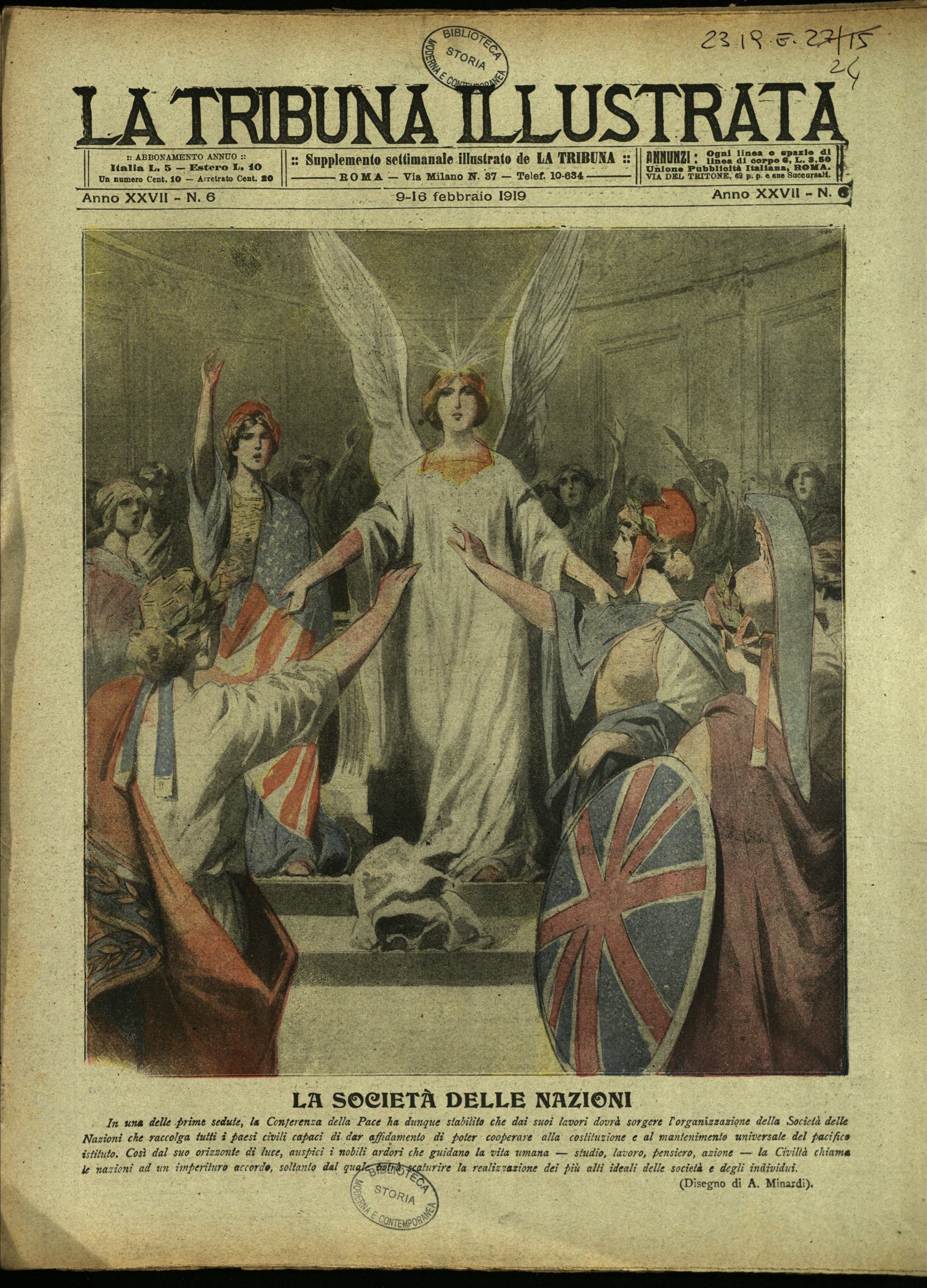 «La Tribuna Illustrata», a. XVII, n. 6, 1919 – La Società delle Nazioni ...